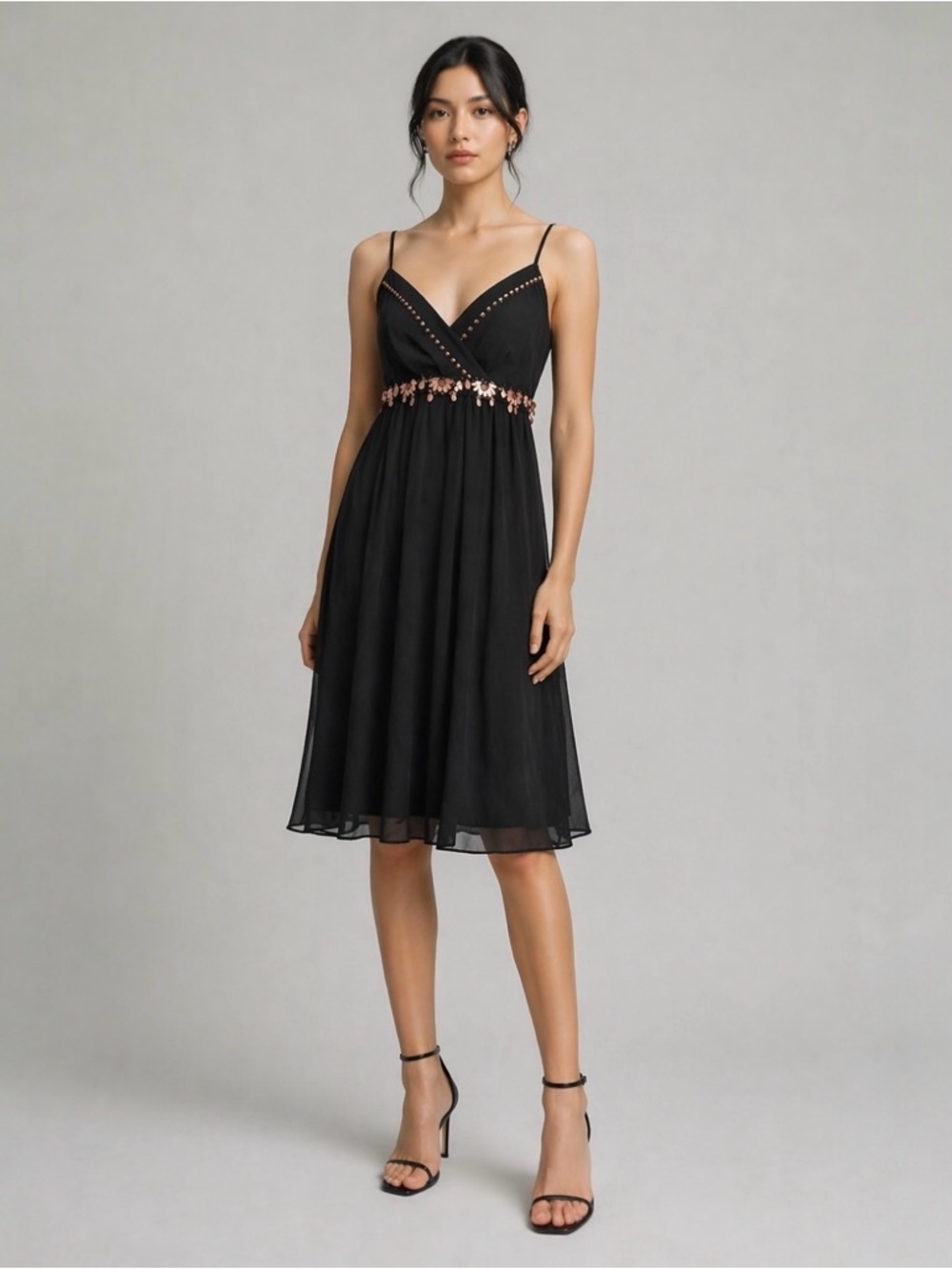 Vintage Lapis Silk Slip Dress Black Beaded Whimisgoth Fairy Grunge Shift L